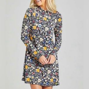 Altar’d State Mock Neck Long Sleeve Floral Swing Dress, Medium